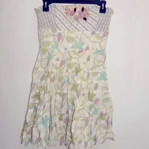Floral, embroidered, sleeveless mini dress